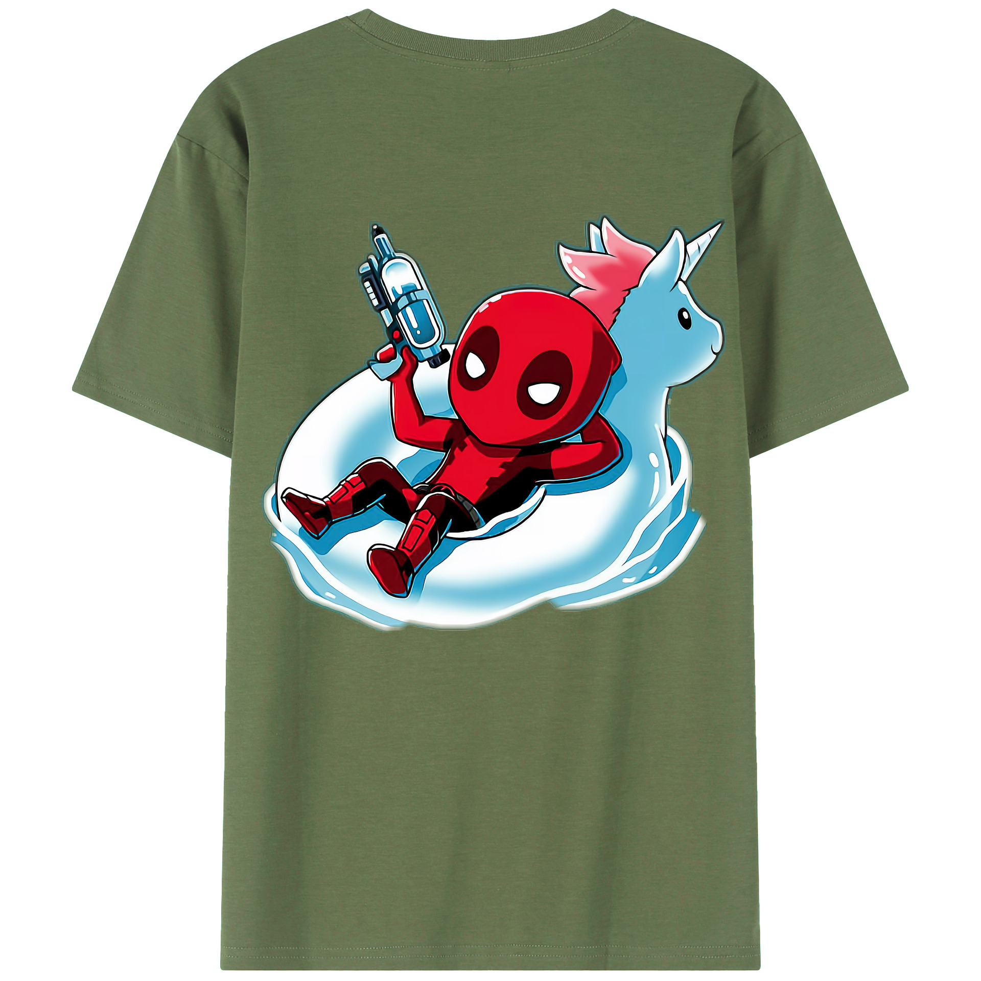 （画像用） Deadpool デッドプール 綿100％ メンズ半袖Tシャツ（バックプリント） 通気性